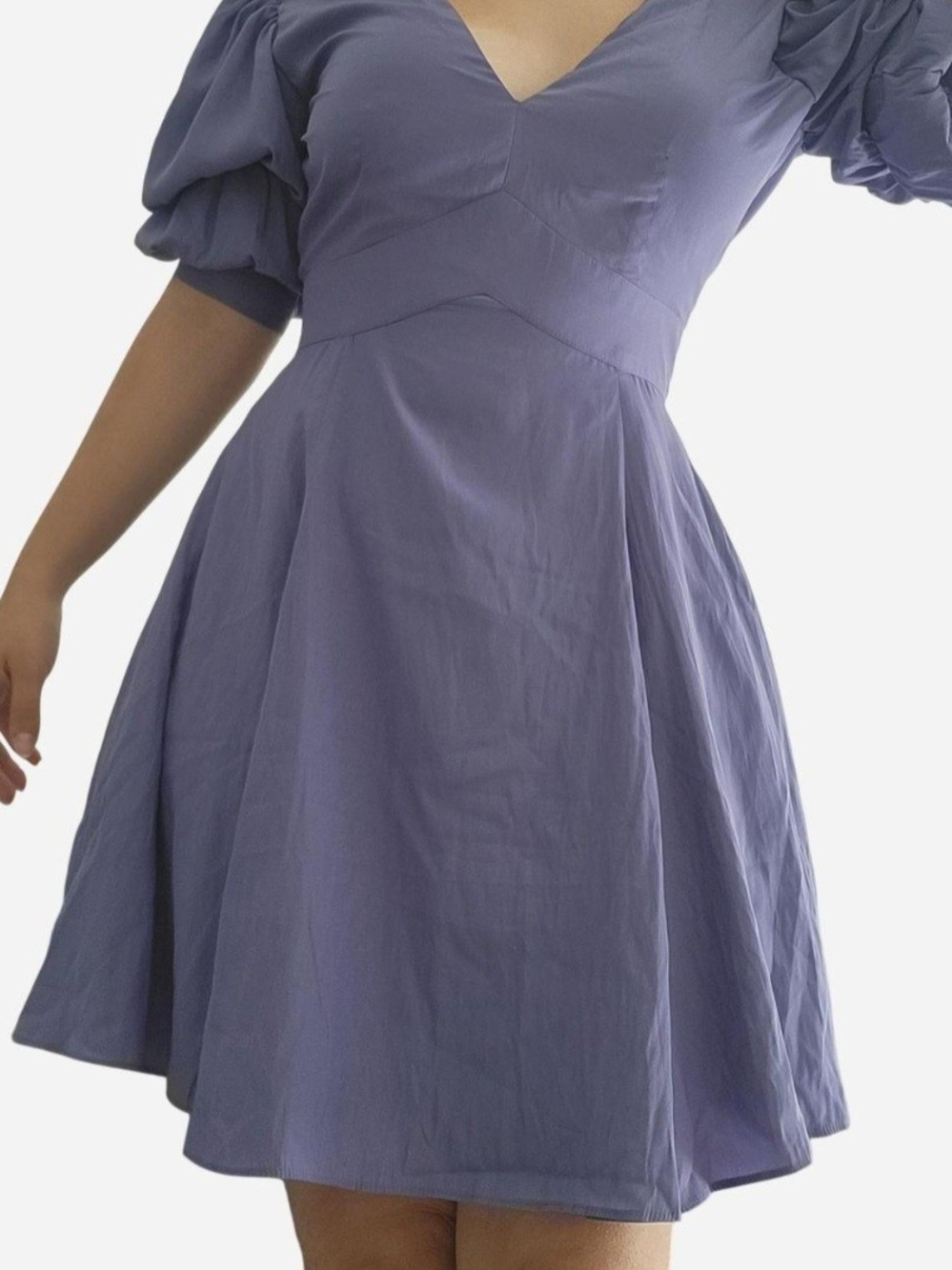 1. State Puff Sleeve V-Neck Dress in Lavender/Purple